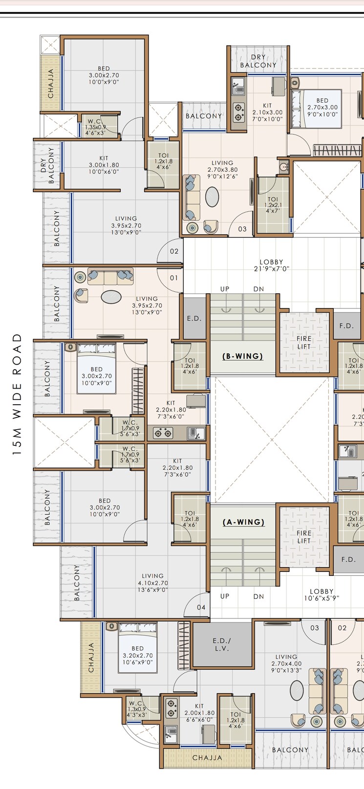 Floor Plan, pushpak nagar 1 Bedroom 658 Sq.Ft. Apartment In Pushpak Nagar Navi Mumbai 8042508
