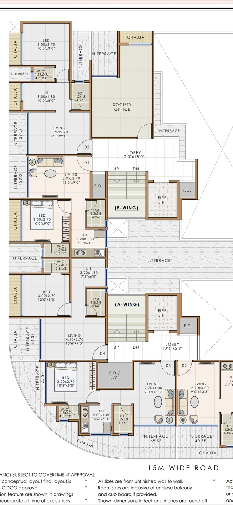 Floor Plan, pushpak nagar 1 Bedroom 658 Sq.Ft. Apartment In Pushpak Nagar Navi Mumbai 8042508