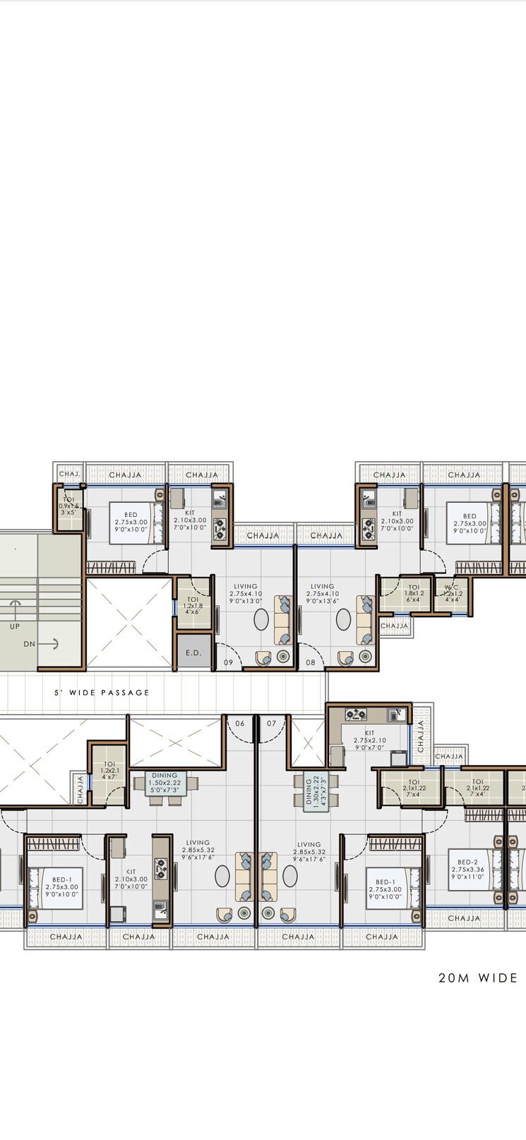Floor Plan, pushpak nagar 1 Bedroom 682 Sq.Ft. Apartment In Pushpak Nagar Navi Mumbai 8042596