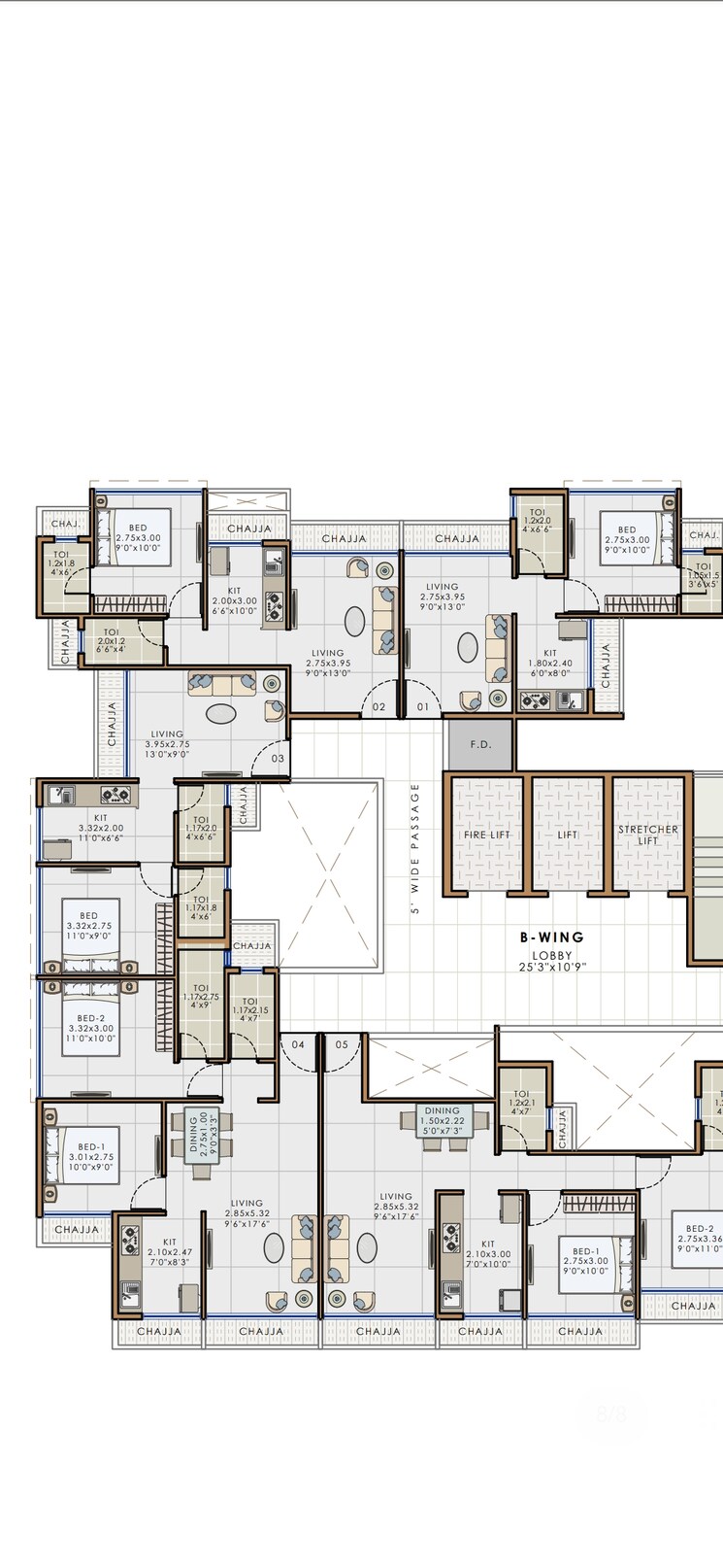Floor Plan, pushpak nagar 1 Bedroom 682 Sq.Ft. Apartment In Pushpak Nagar Navi Mumbai 8042596