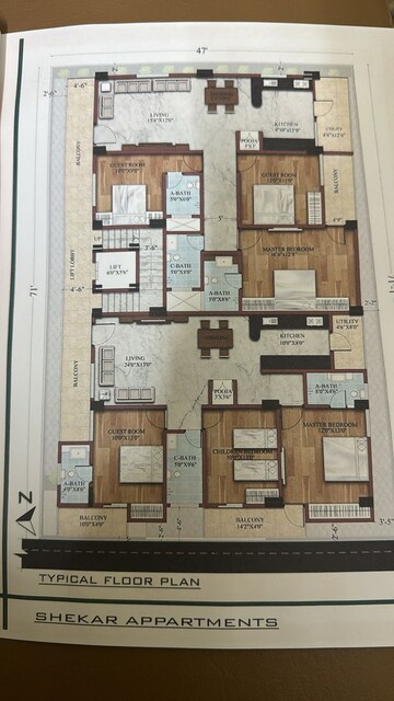 Floor Plan in 3 BHK Apartment at Hebbal – for Sale