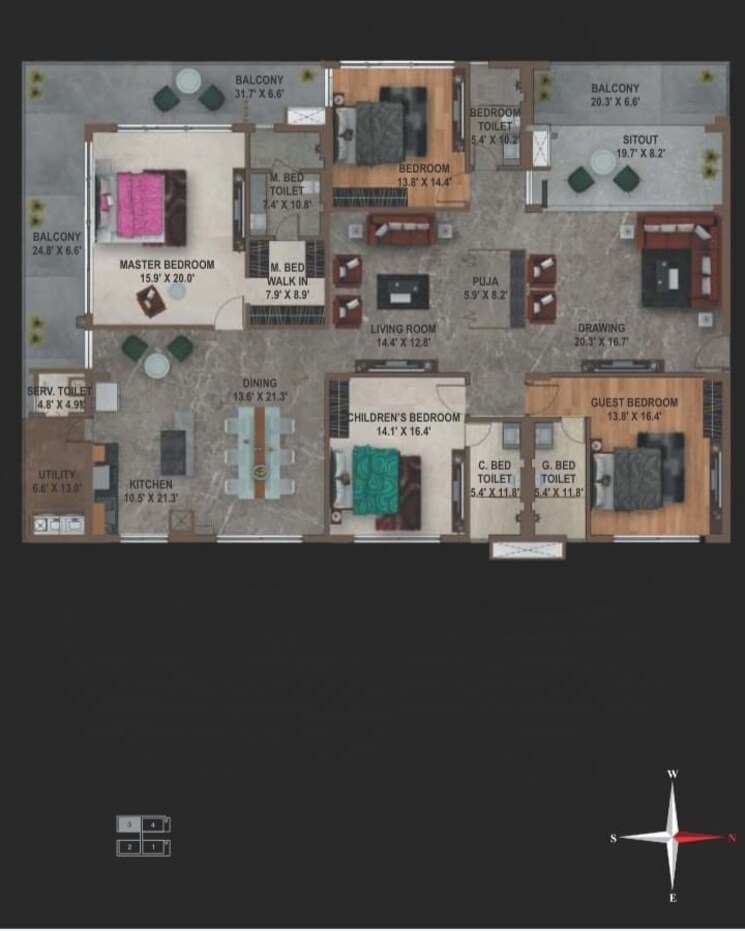 Master Plan, jubilee hills 4 Bedroom 5190 Sq.Ft. Apartment In Jubilee Hills Hyderabad 8043627