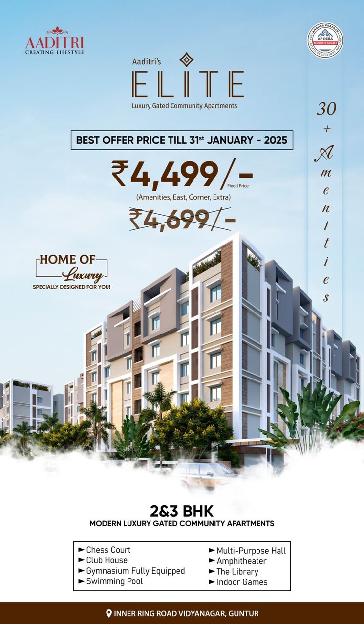 Exterior View, vidhya nagar 2 Bedroom 1180 Sq.Ft. Apartment In Vidhya Nagar Guntur 8043727