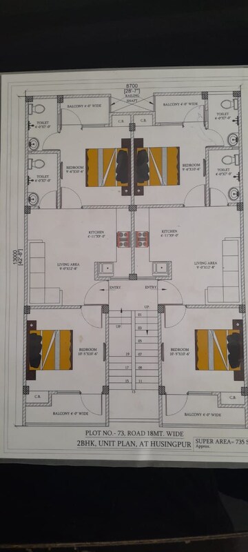 Floor Plan in 2 BHK Apartment at Alwar Bhiwadi Road – for Sale