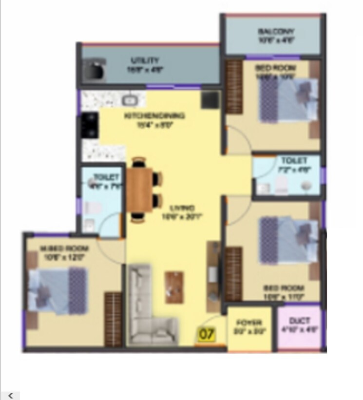 Floor Plan, ds-max-sky-sanman 3 Bedroom 1353 Sq.Ft. Apartment In Bannerghatta Road Bangalore 8046824