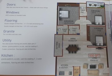Floor Plan in 3 BHK Apartment at Sainikpuri – for Sale