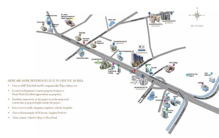 Map Location, salarpuria-sattva-cadenza 1 Bedroom 714 Sq.Ft. Apartment In Hosur Road Bangalore 8048132