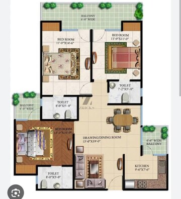 Floor Plan in 3 BHK Apartment at Habitech Panch Tatva, Tech Zone 4 Greater Noida – for Sale