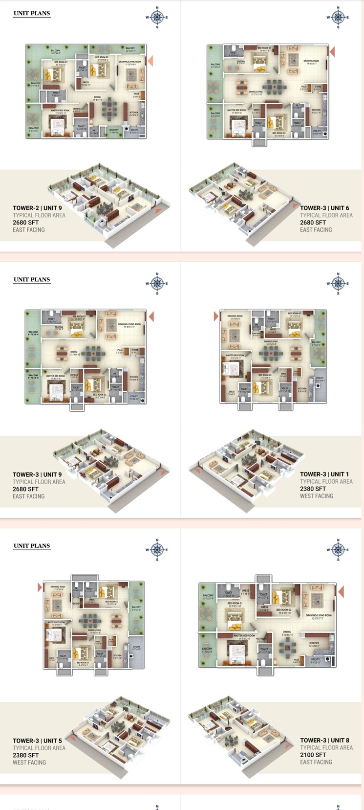 Floor Plan, mahaveer-crystal-garden 3 Bedroom 2680 Sq.Ft. Apartment In Attapur Hyderabad 8048962