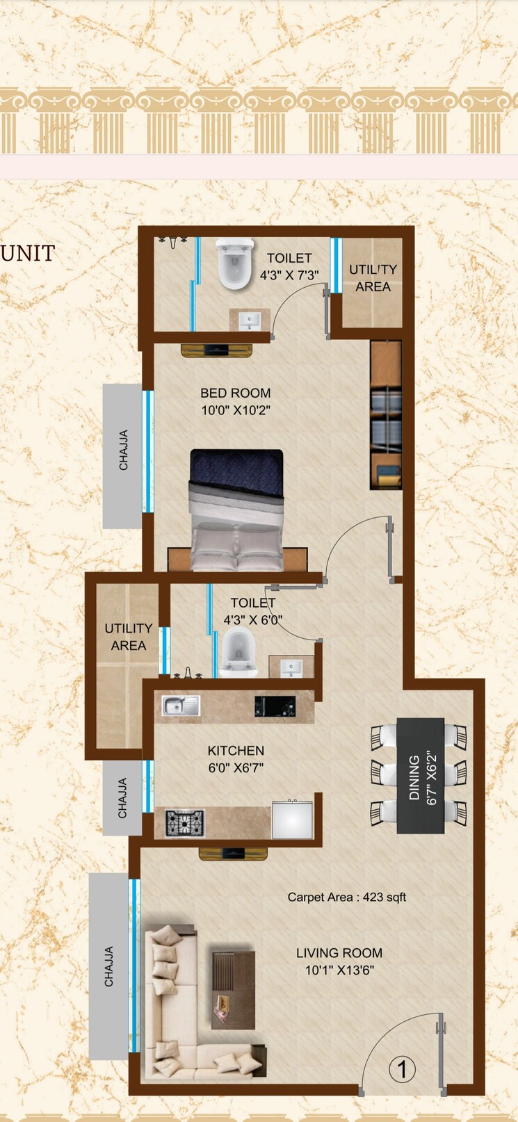 Floor Plan, janki-heritage 1 Bedroom 690 Sq.Ft. Apartment In Chembur Mumbai 8049157