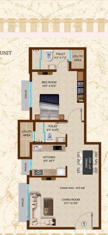 Floor Plan in 2 BHK Apartment at Janki Heritage, Chembur – for Sale