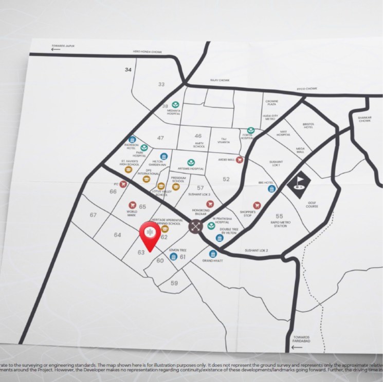 Map Location, adani-samsara-ivana 4 Bedroom 2400 Sq.Ft. Builder Floor In Sector 63 Gurgaon 8049627