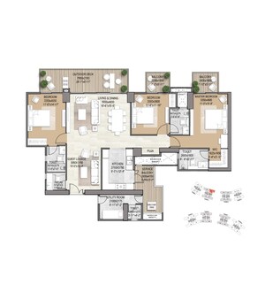 Floor Plan in 3 BHK Apartment at Signature Global De Luxe DXP, Sector 37d – for Sale