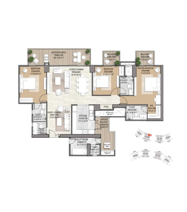 Floor Plan, signature-global-de-luxe-dxp 3 Bedroom 2469 Sq.Ft. Apartment In Sector 37d Gurgaon 8047748