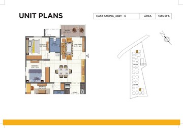 Floor Plan in 3 BHK Apartment at Urbanrise Opulence, Bachupally – for Sale