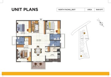 Floor Plan in 3 BHK Apartment at Urbanrise Opulence, Bachupally – for Sale