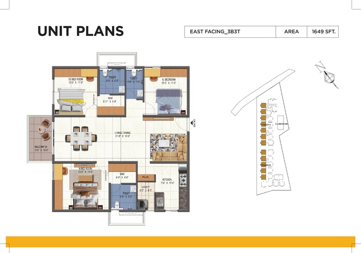Floor Plan, urbanrise-opulence 2.5 Bedroom 1321 Sq.Ft. Apartment In Bachupally Hyderabad 8050764