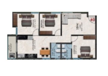 Floor Plan in 3 BHK Apartment at DS Max Sukruth, Madiwala – for Sale