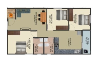 Floor Plan in 3 BHK Apartment at DS Max Spoorthi, Sarjapur – for Sale