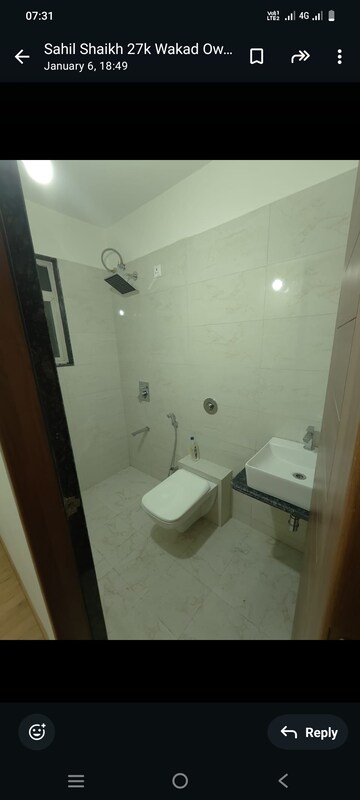 Bathroom in 2 BHK Apartment at Linux Bonheur, Wakad – for Rent