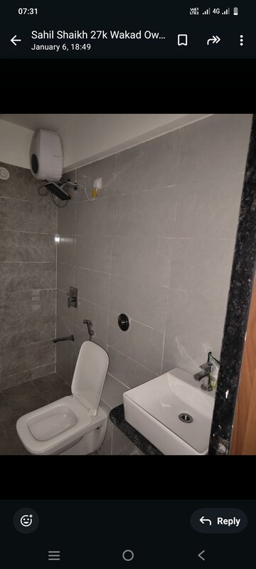 Bathroom in 2 BHK Apartment at Linux Bonheur, Wakad – for Rent