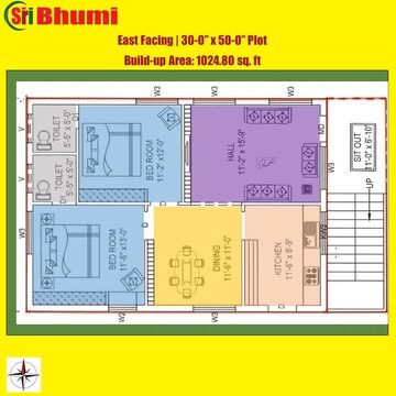 Floor Plan in 2 BHK Independent House at Sri Bhumi Eeshaanya, Kankipadu – for Sale