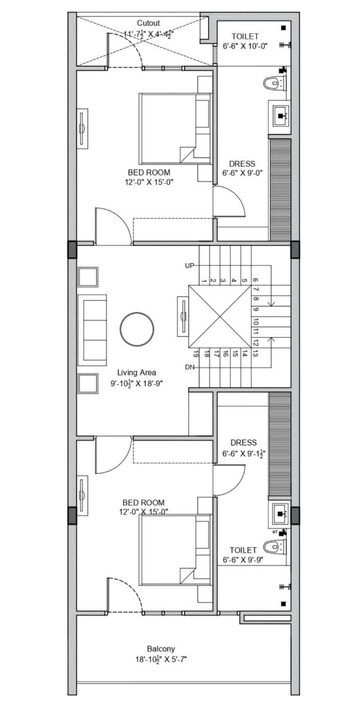 Floor Plan in 4 BHK Villa at Mansarovar Extension – for Sale