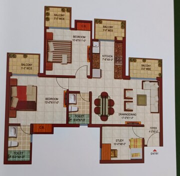 Floor Plan in 2.5 BHK Apartment at Saviour Park, Mohan Nagar – for Rent