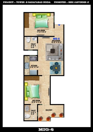 Floor Plan in 3 BHK Builder Floor at Sector 72 – for Sale