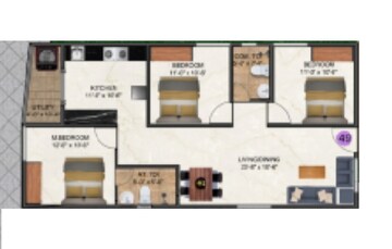 Floor Plan in 3 BHK Apartment at DS Max Senate, Begur – for Sale