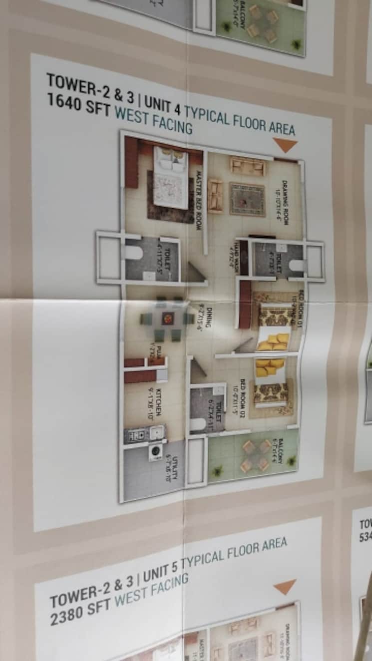 Floor Plan, mahaveer-crystal-garden 3 Bedroom 2380 Sq.Ft. Apartment In Attapur Hyderabad 8055758
