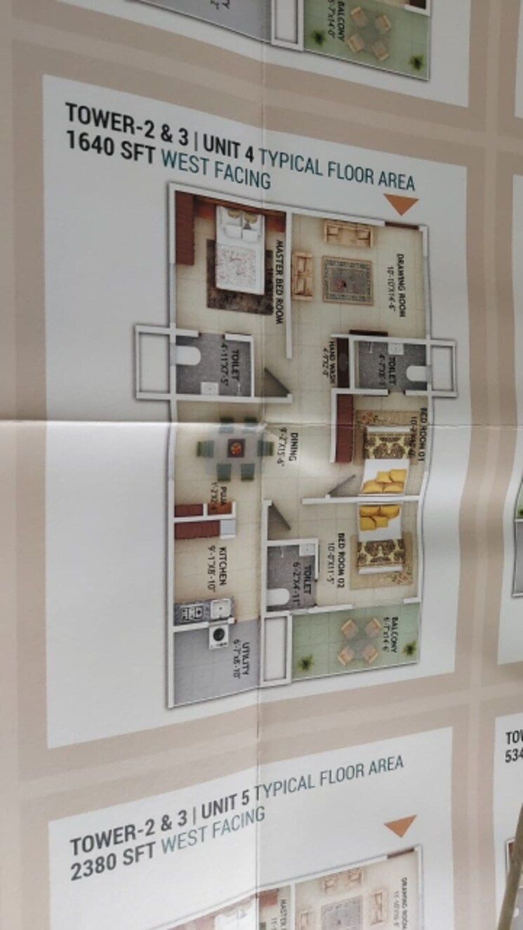Floor Plan, mahaveer-crystal-garden 3 Bedroom 2380 Sq.Ft. Apartment In Attapur Hyderabad 8055809