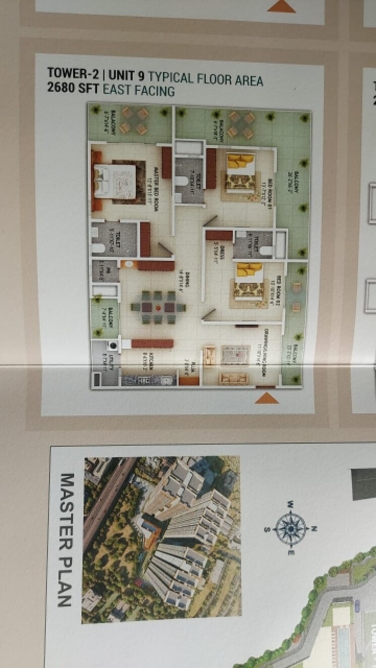 Floor Plan, mahaveer-crystal-garden 3 Bedroom 2680 Sq.Ft. Apartment In Attapur Hyderabad 8055820