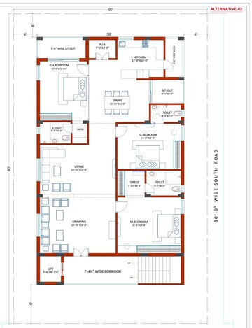 Floor Plan in 3 BHK Builder Floor at Kokapet – for Sale
