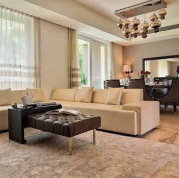 Living Room in 3 BHK Apartment at Godrej Meridien, Mohammad Heri Village – for Rent