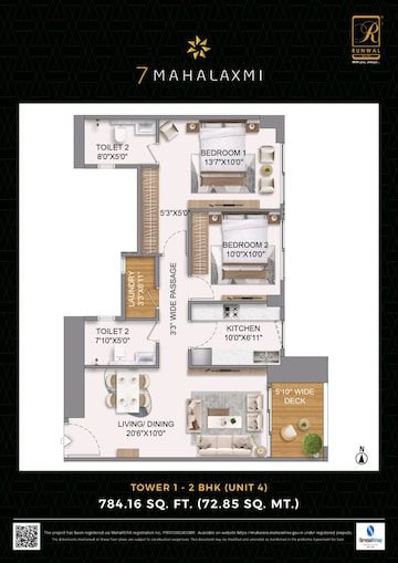 Floor Plan in 3 BHK Builder Floor at Runwal 7 Mahalaxmi, Mahalaxmi – for Sale