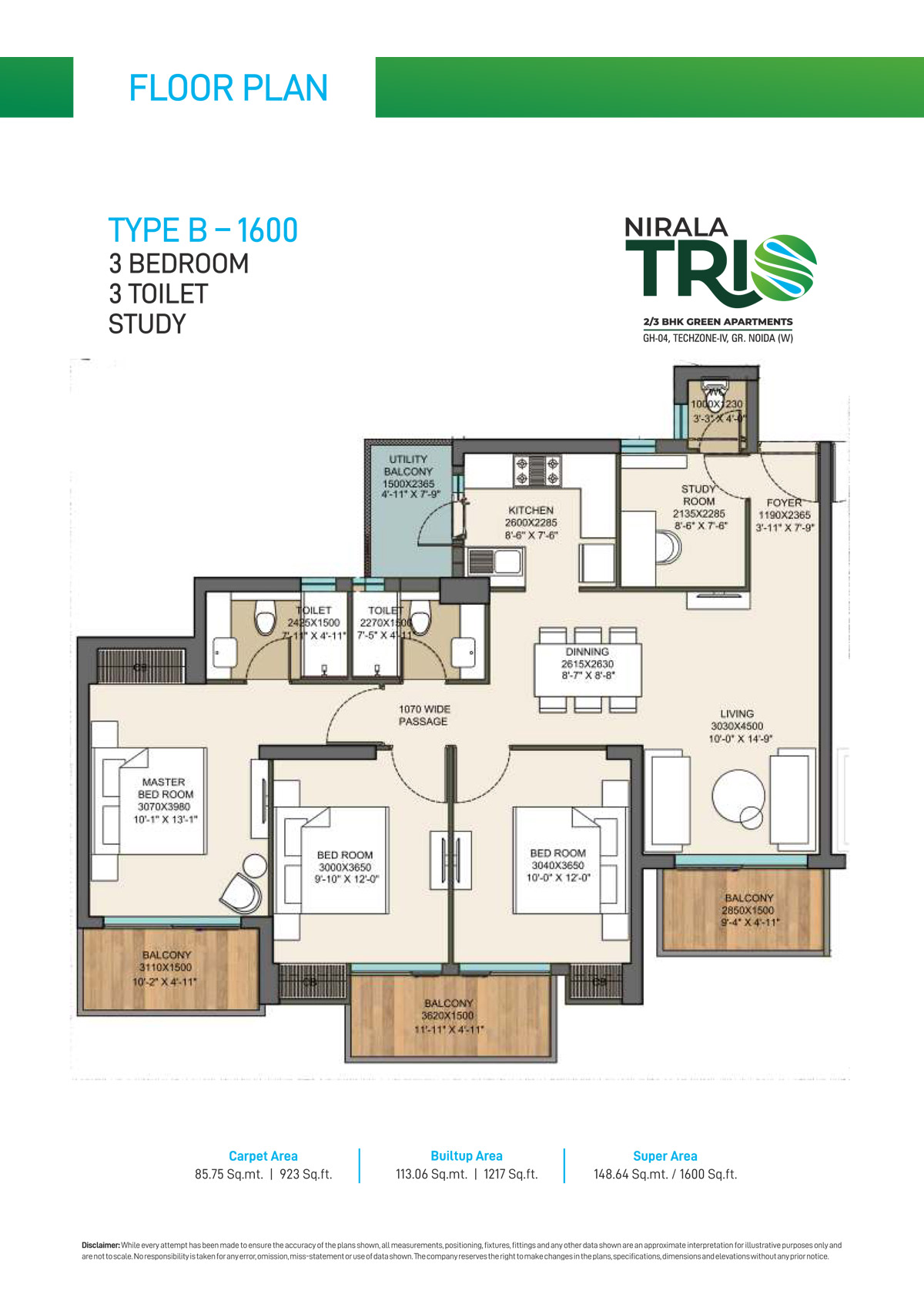 3.5 BHK + Study Room Apartment For Sale in Nirala Trio