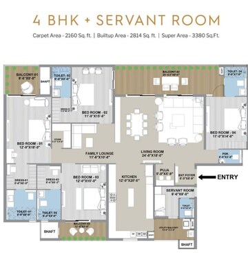 Floor Plan in 4 BHK Apartment at International Airport Road – for Sale