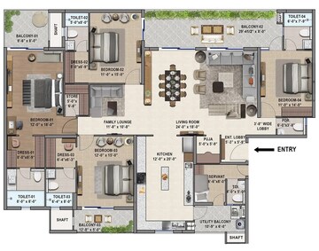 Floor Plan in 4 BHK Apartment at International Airport Road – for Sale