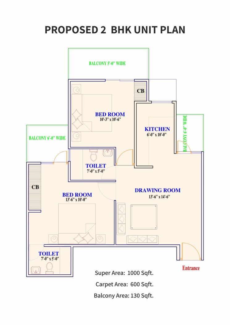 Floor Plan, adore-prima 2 Bedroom 1000 Sq.Ft. Apartment In Sector 72 Faridabad 8064157