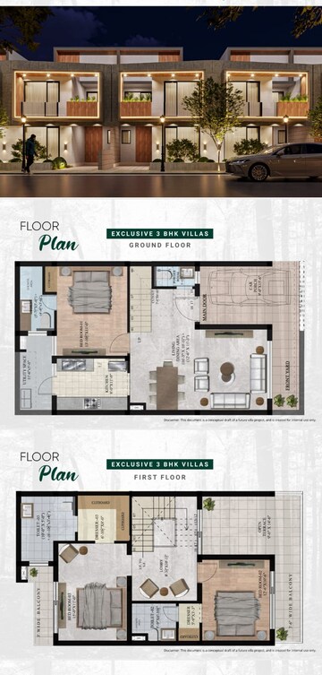 Floor Plan in 3 BHK Villa at High Ground – for Sale
