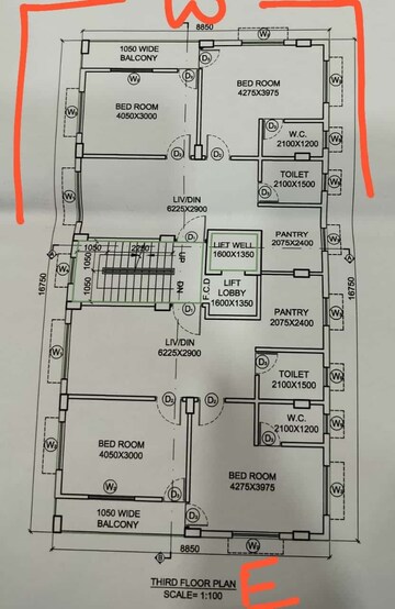 Floor Plan in 2 BHK Apartment at New Town Action Area 1 – for Sale