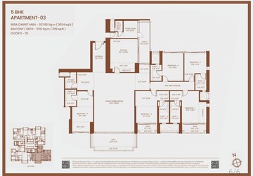 Floor Plan in 5 BHK Apartment at Birla Niyaara, Worli – for Sale