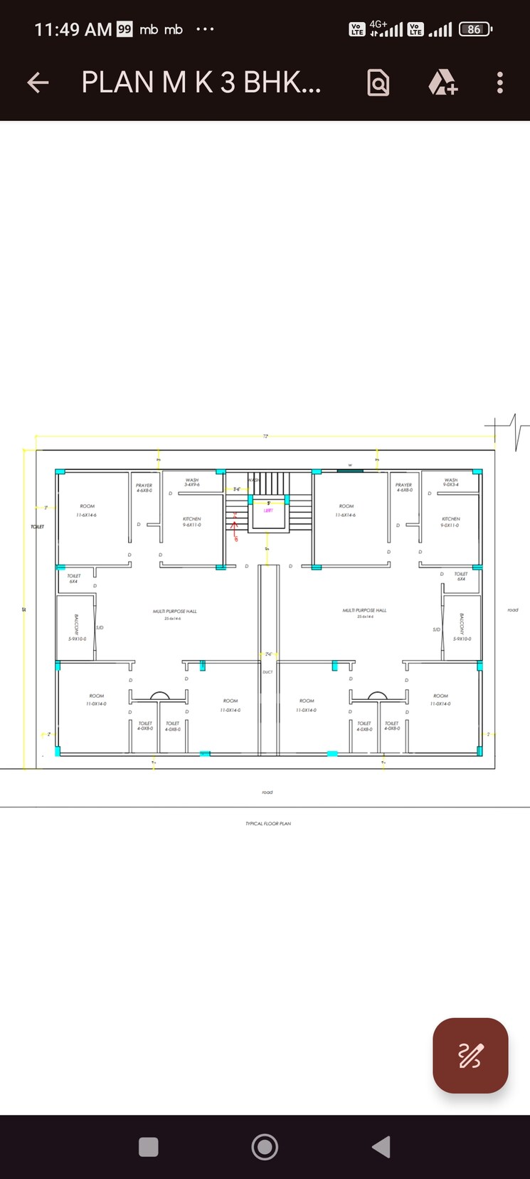 Floor Plan, green-hills-manikonda 3 Bedroom 1800 Sq.Ft. Builder Floor In Manikonda Hyderabad 8066717