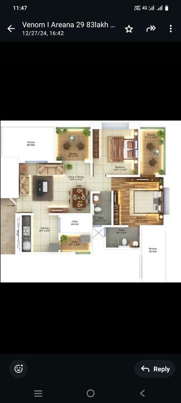Floor Plan in 2 BHK Apartment at Legacy Arena29 Phase I, Rahatani – for Sale