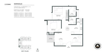 Floor Plan in 2 BHK Apartment at Embassy Verde, Devanahalli – for Sale
