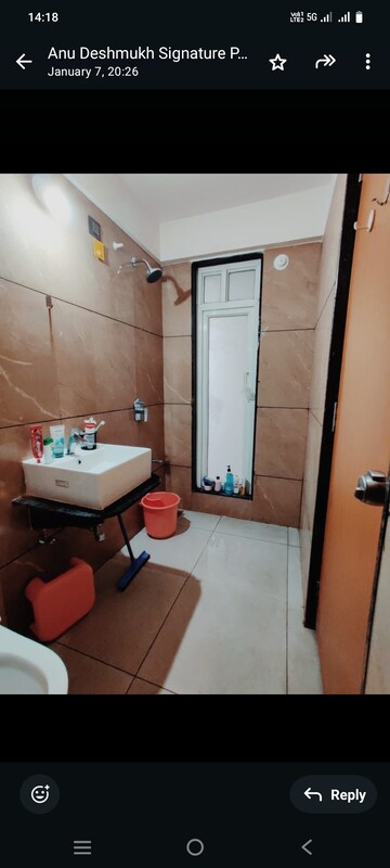 Bathroom in 3 BHK Apartment at Shree Signature Park, Wakad – for Rent