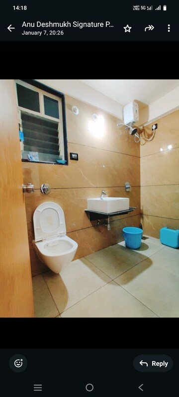Bathroom in 3 BHK Apartment at Shree Signature Park, Wakad – for Rent