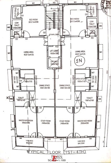 Floor Plan in 3 BHK Apartment at New Town Action Area ii – for Sale