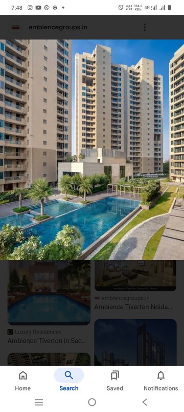 Swimming Pool in 4 BHK Apartment at Ambience Tiverton, Sector 50 – for Rent